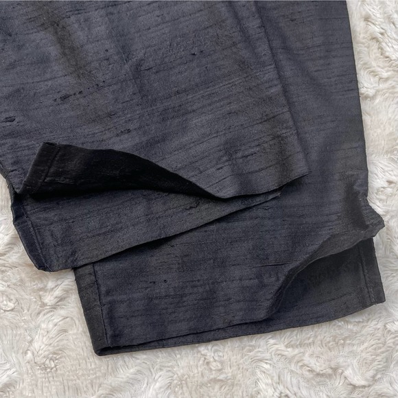 Vintage 100% raw silk pull-on easy pants balloon leg tapered trousers black M - Picture 10 of 17